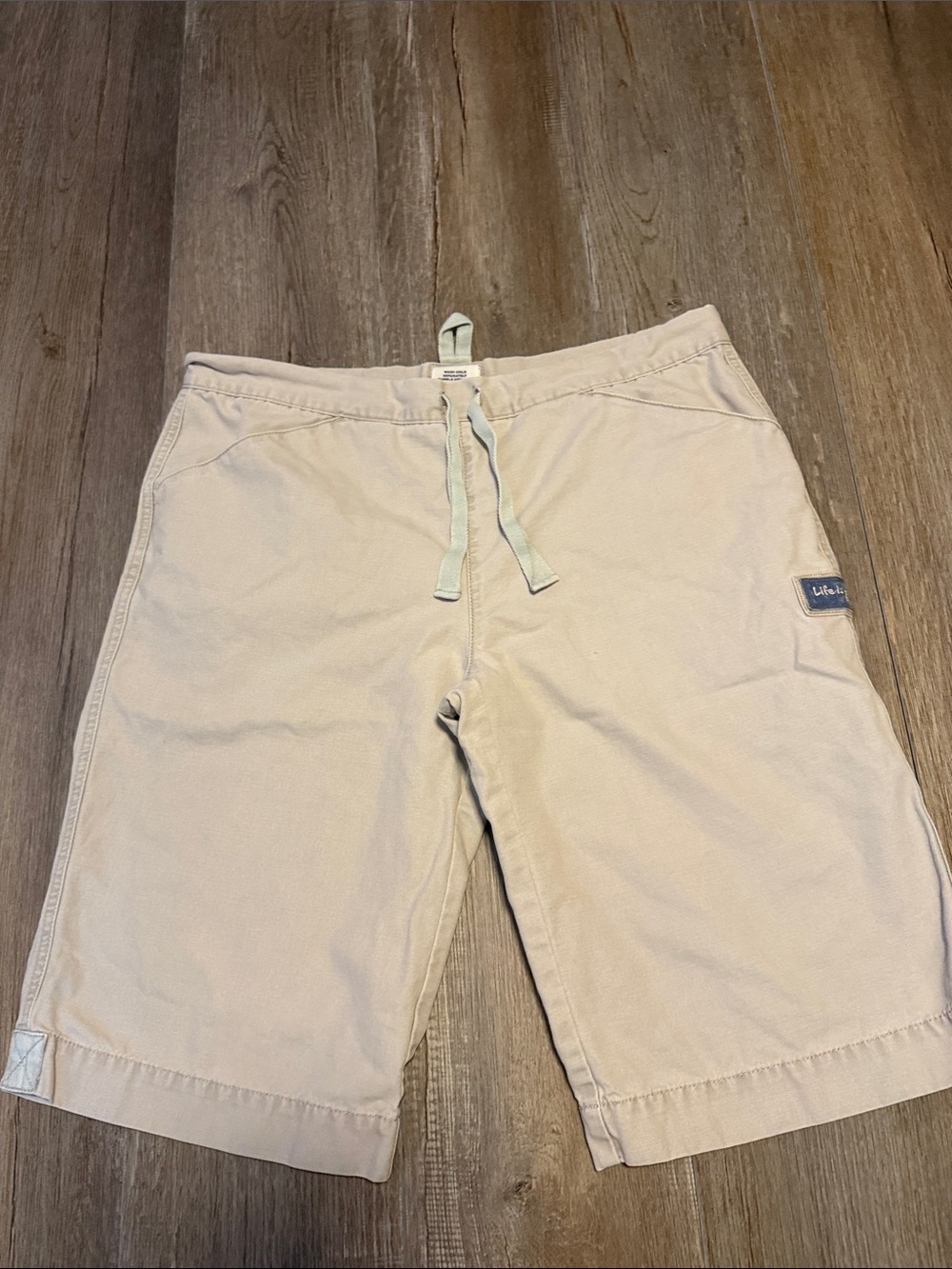 Life Is Good Beige Drawstring Bermuda Shorts
